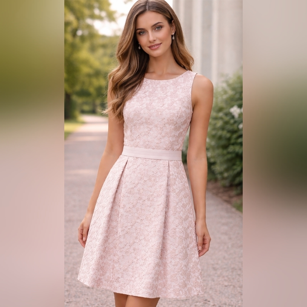 Brooks Brothers Blush Flora Brocade Midi Dress